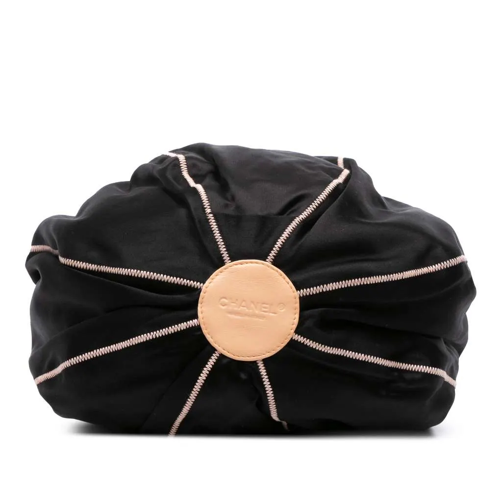 Chanel Lambskin and Satin Reversible Sac Cordon Bucket Bag Black Satin Good - Inside View