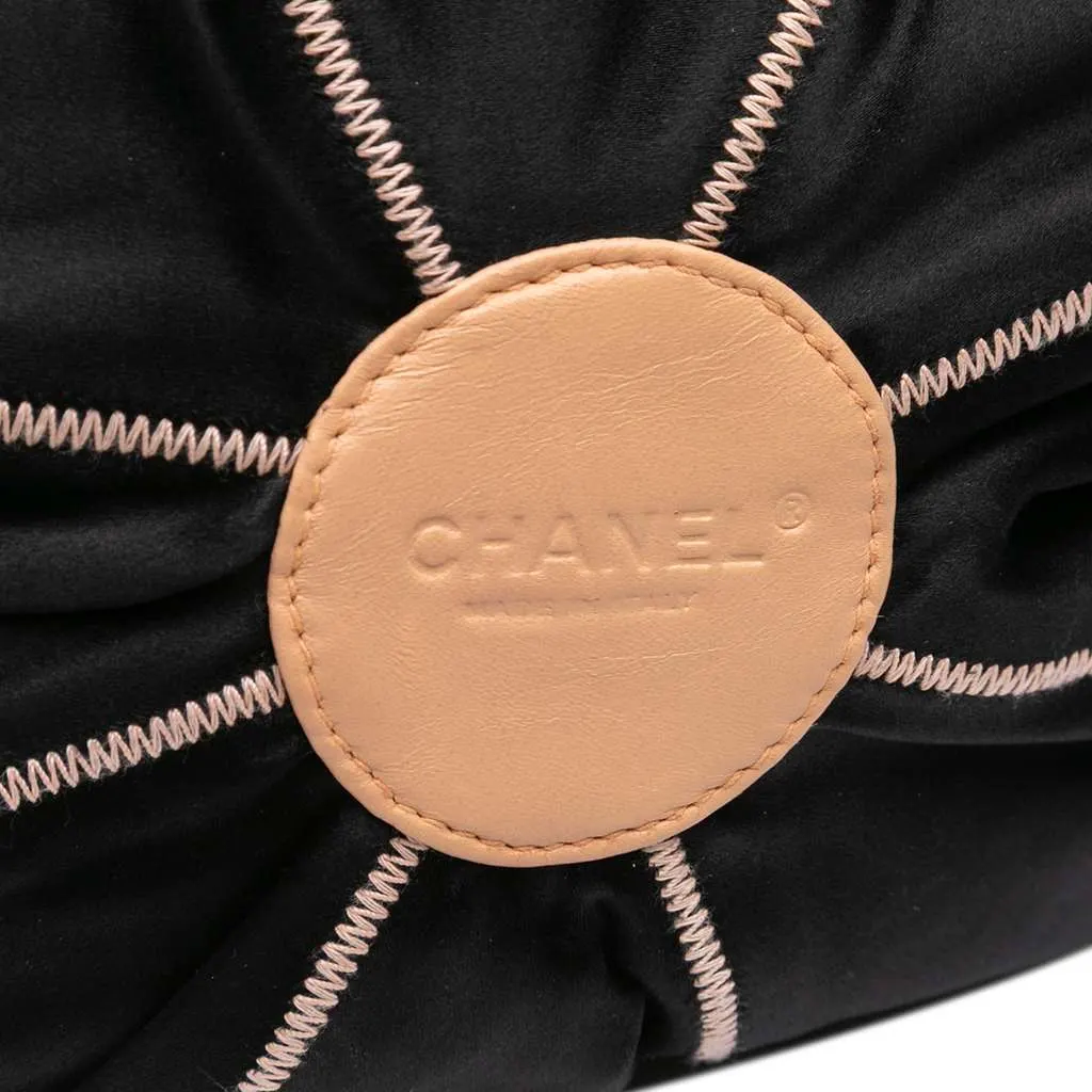 Chanel Lambskin and Satin Reversible Sac Cordon Bucket Bag Black Satin Good - Box View
