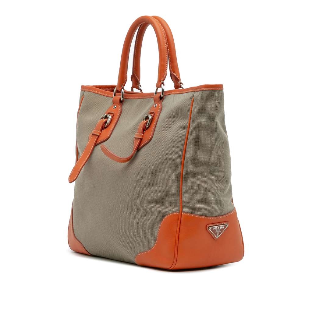Prada Canvas Canapa Logo Convertible Tote - Back view