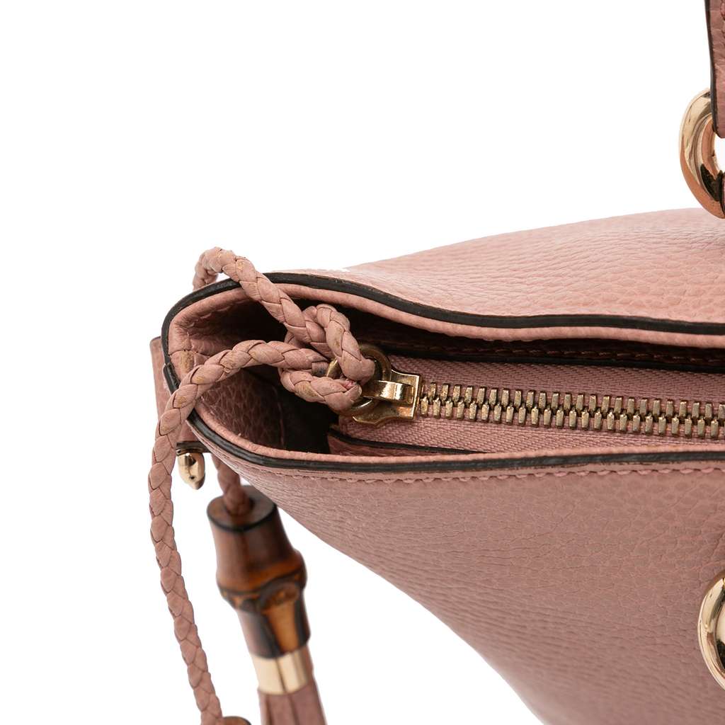 Gucci Leather Bamboo Tassel Satchel - Image 12