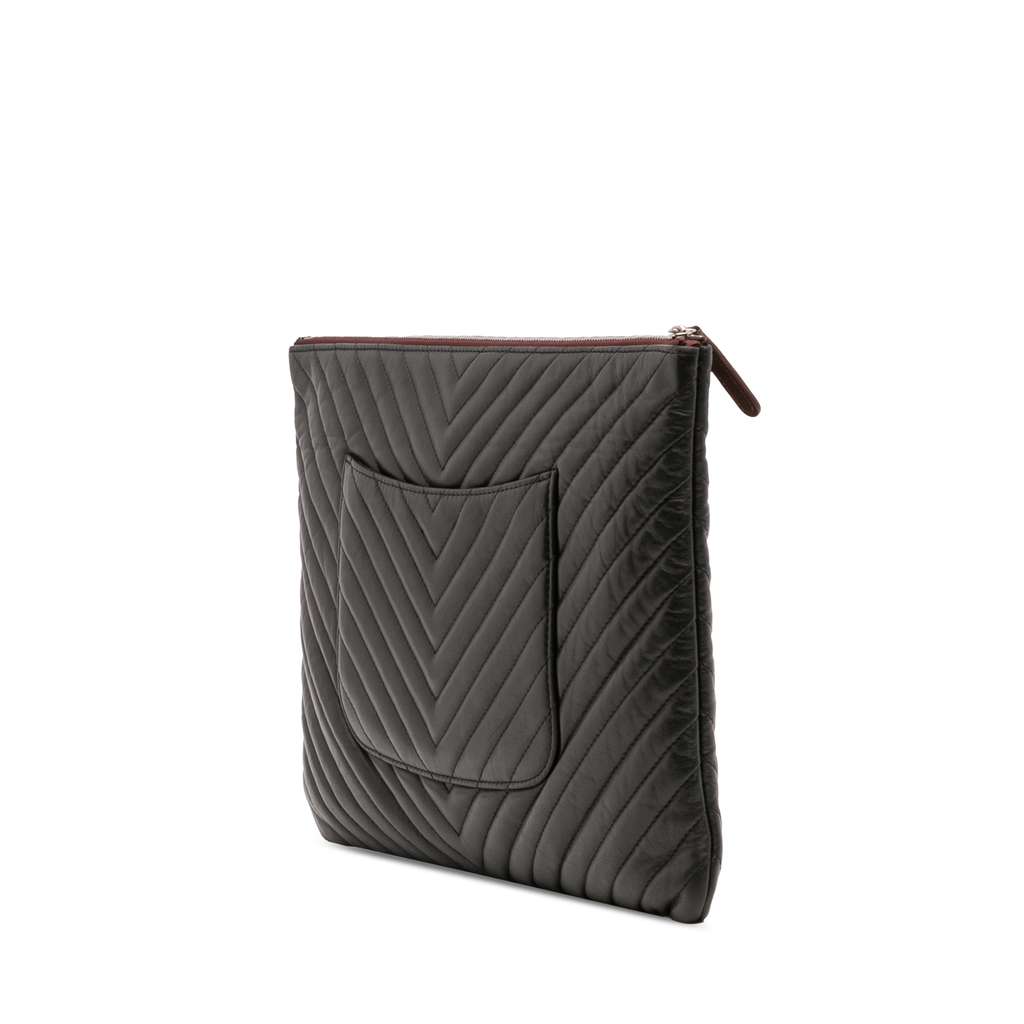 Chanel Large Chevron Caviar Ancient Greek Charms O Case Clutch - 2