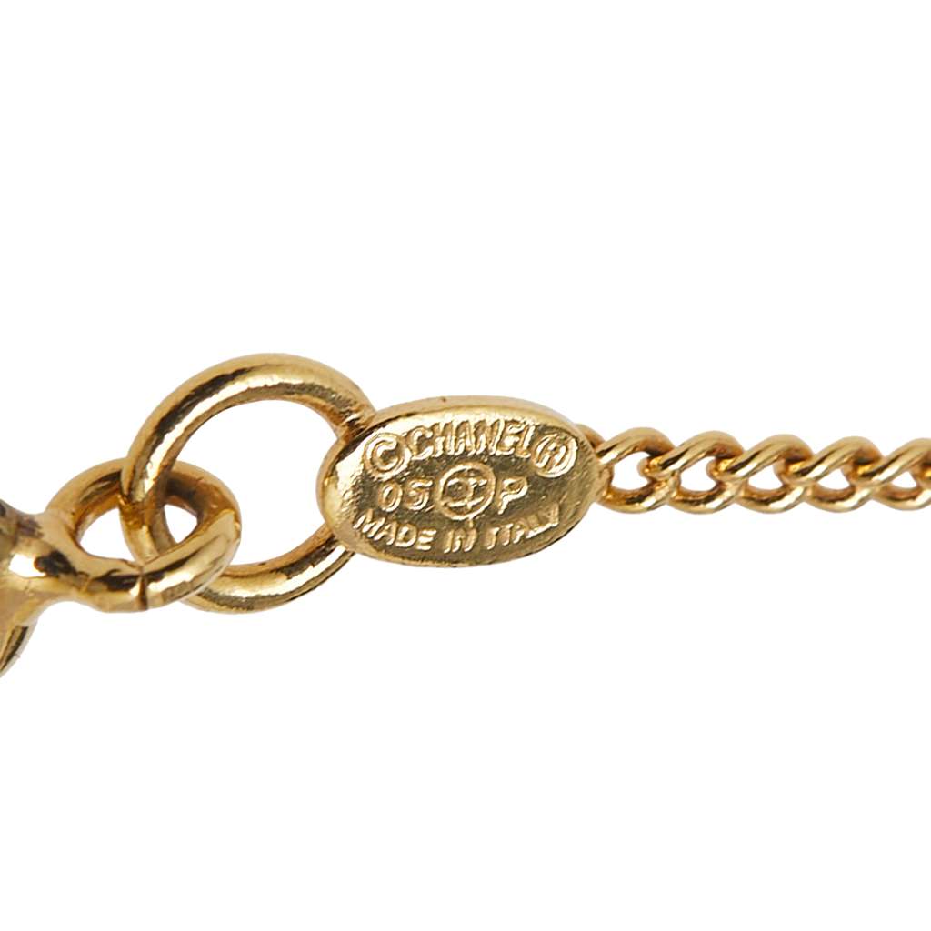 Chanel Gold Plated Acrylic Double CC Pendant Necklace - 3