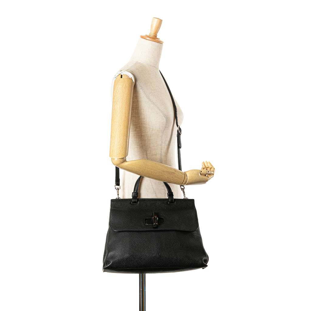 Gucci Medium Leather Bamboo Daily Satchel - Image 14