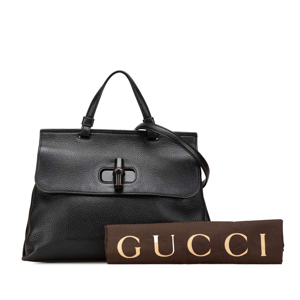 Gucci Medium Leather Bamboo Daily Satchel - Image 15