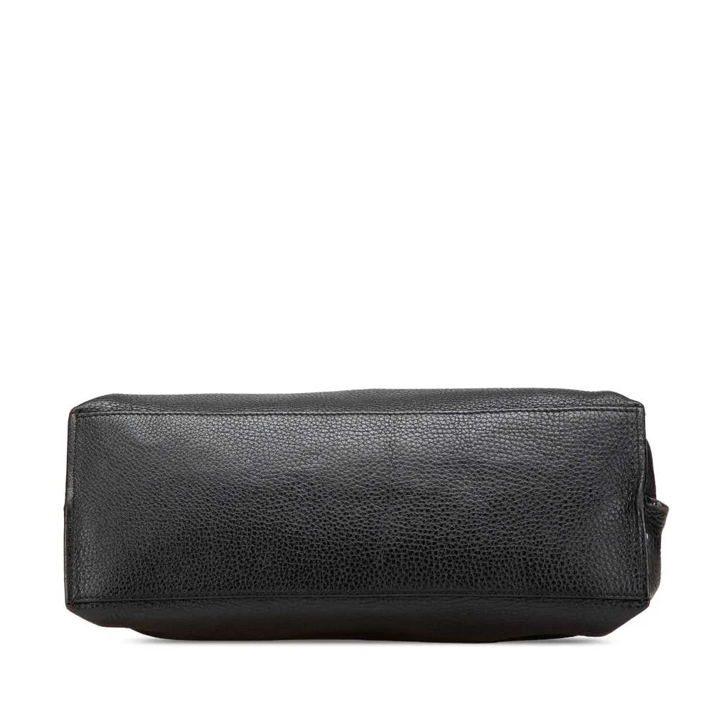 Gucci Medium Leather Bamboo Daily Satchel Black Leather Good - Inside View