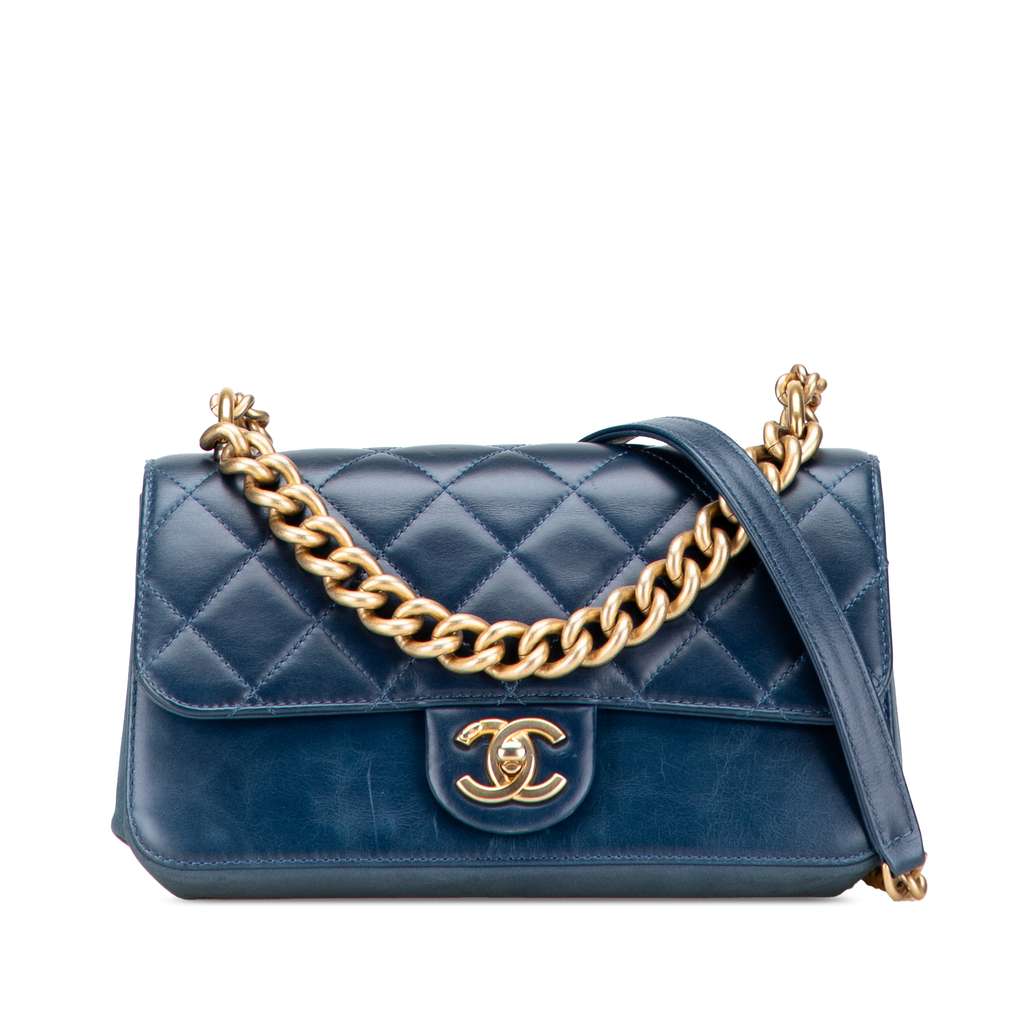 Chanel Small Quilted Calfskin Straight Lined Flap