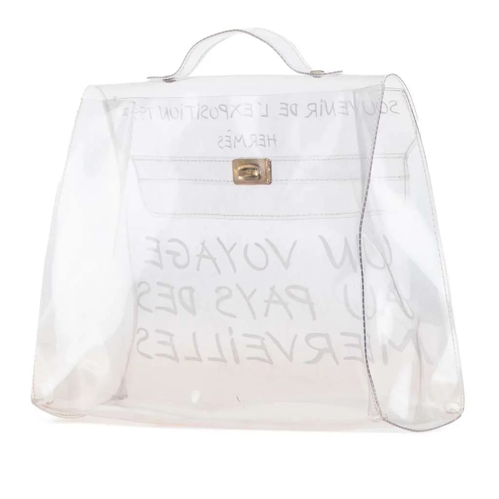 Hermès Vinyl Souvenir De L Exposition Kelly Handbag White Good - Back View