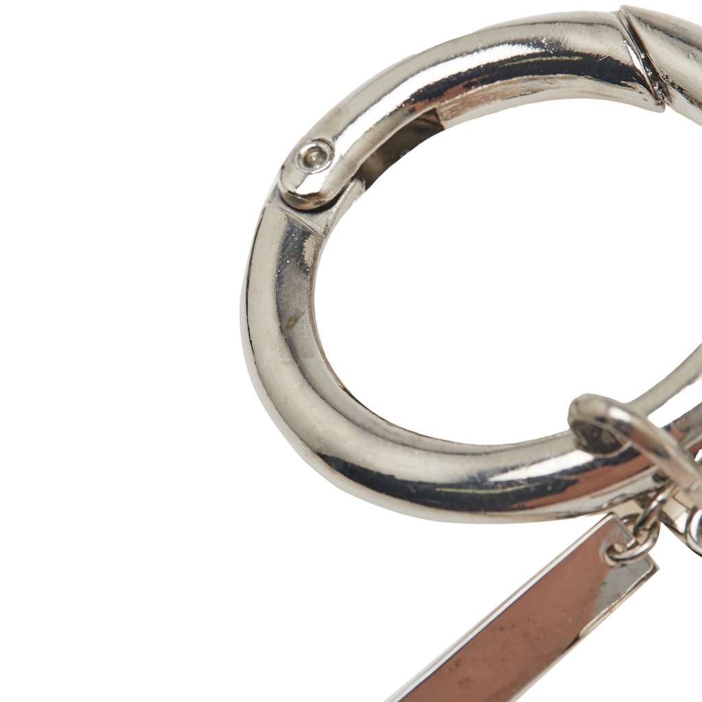 Saint Laurent Silver Plated Rhinestones Logo Keychain - 4