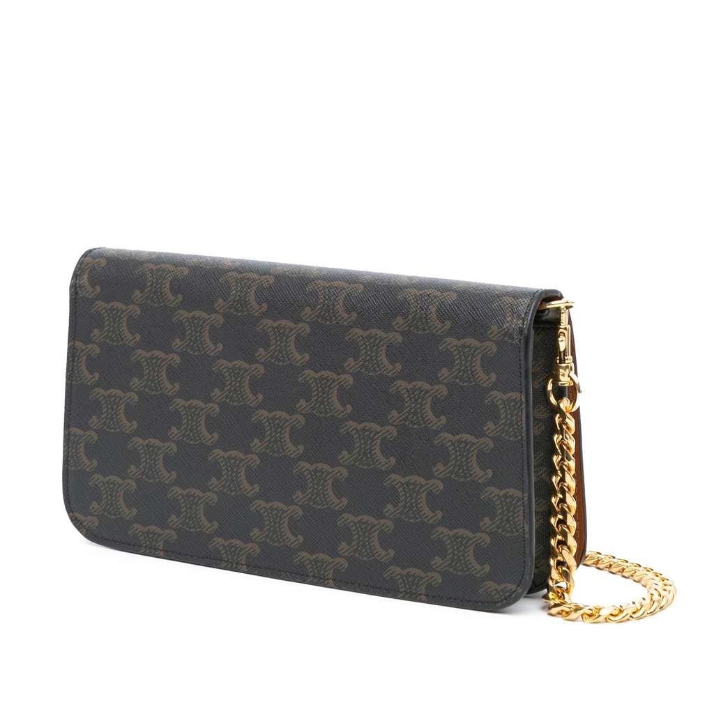 Celine Triomphe Coated Canvas Triomphe Multi Pochette Satchel - 2