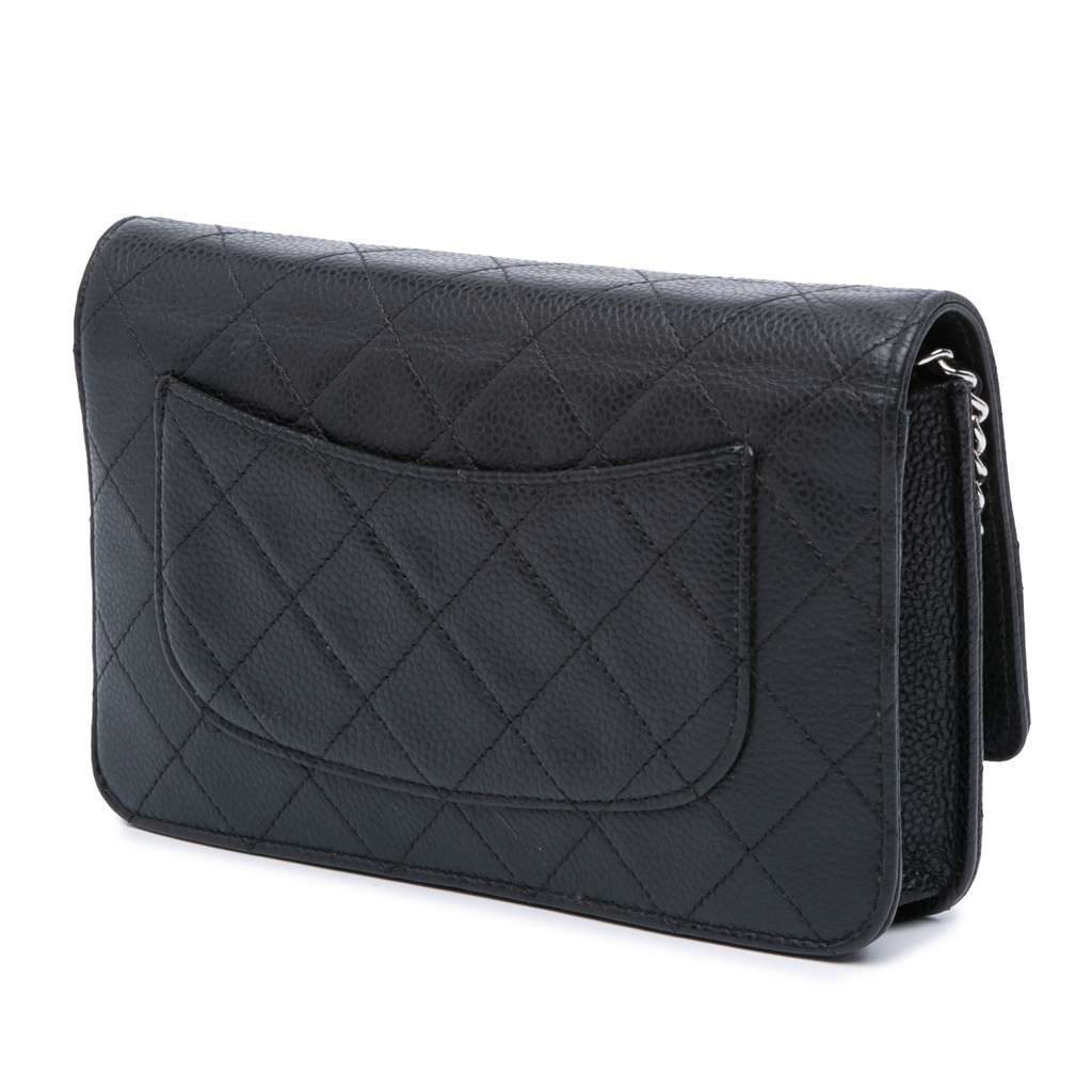 Chanel CC Quilted Caviar Wallet on Chain - Back view