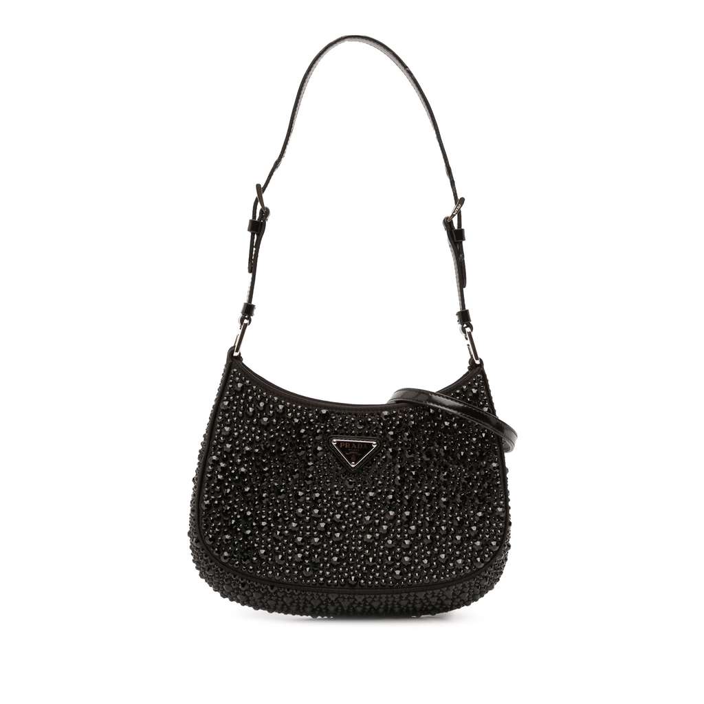 Prada Crystal Embellished Satin Cleo Shoulder Bag