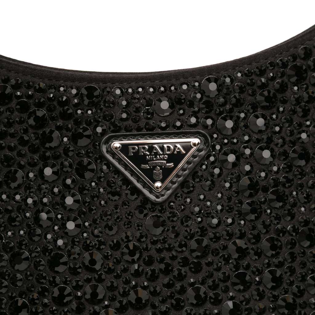 Prada Crystal Embellished Satin Cleo Shoulder Bag - 5