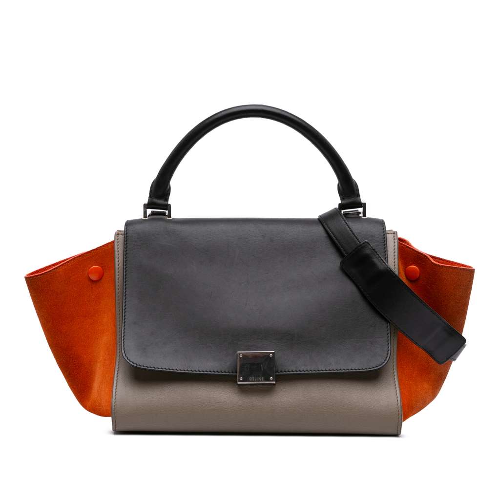 Celine Small Tricolor Leather Trapeze Satchel