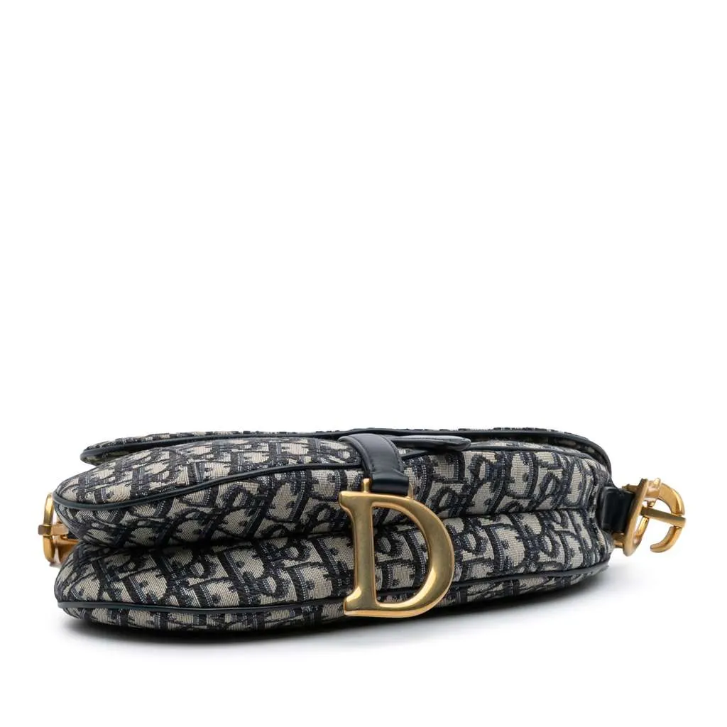 Dior Oblique Canvas Saddle Bag Blue Canvas Good - Inside View