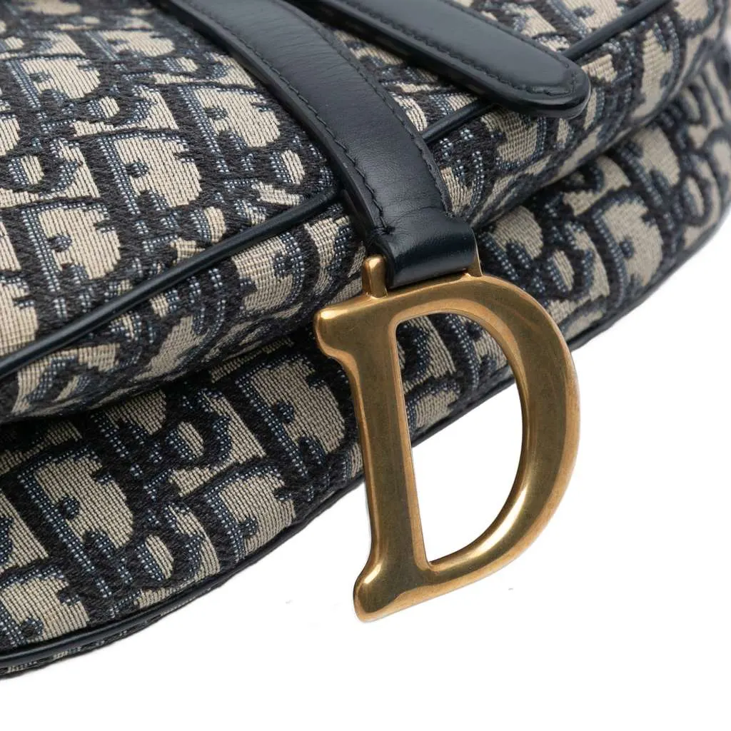 Dior Oblique Canvas Saddle Bag Blue Canvas Good - Box View