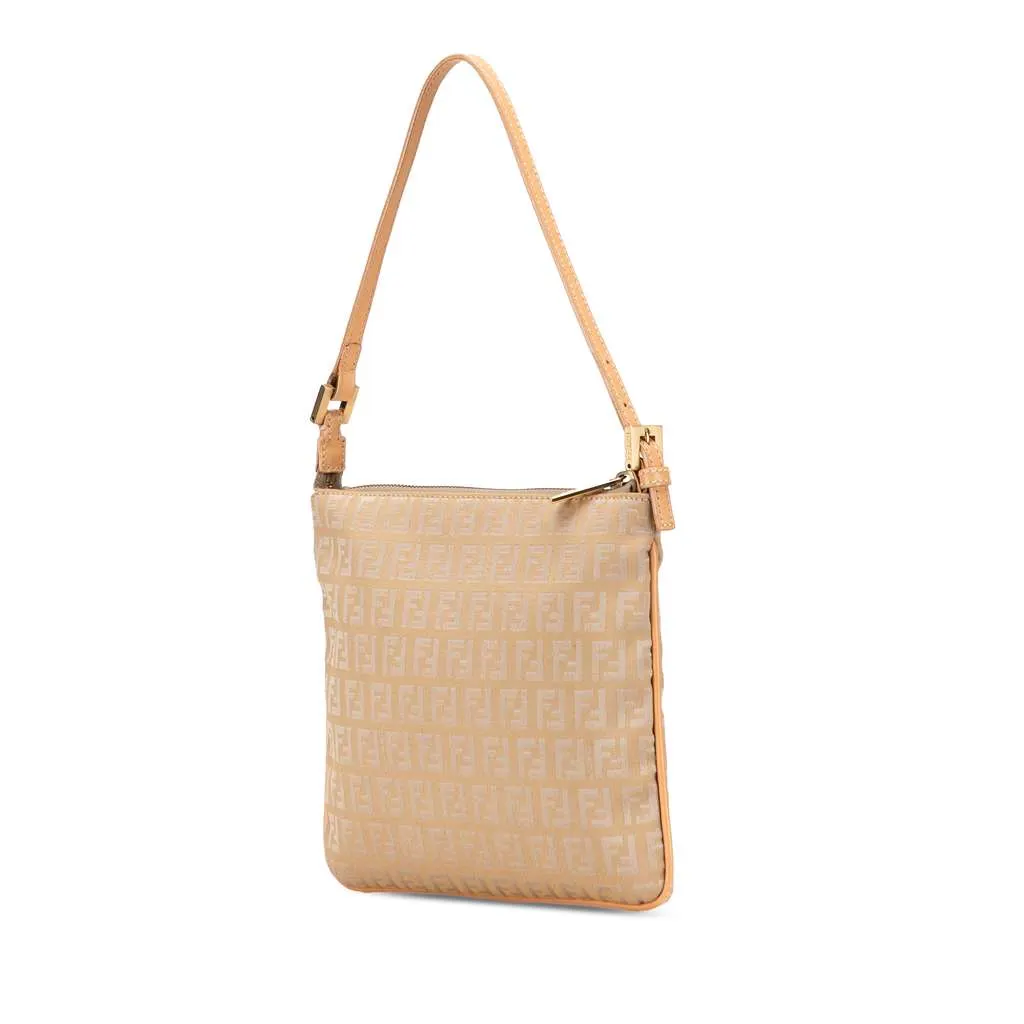 Fendi Zucchino Canvas Shoulder Bag Brown Canvas Very good - Back View