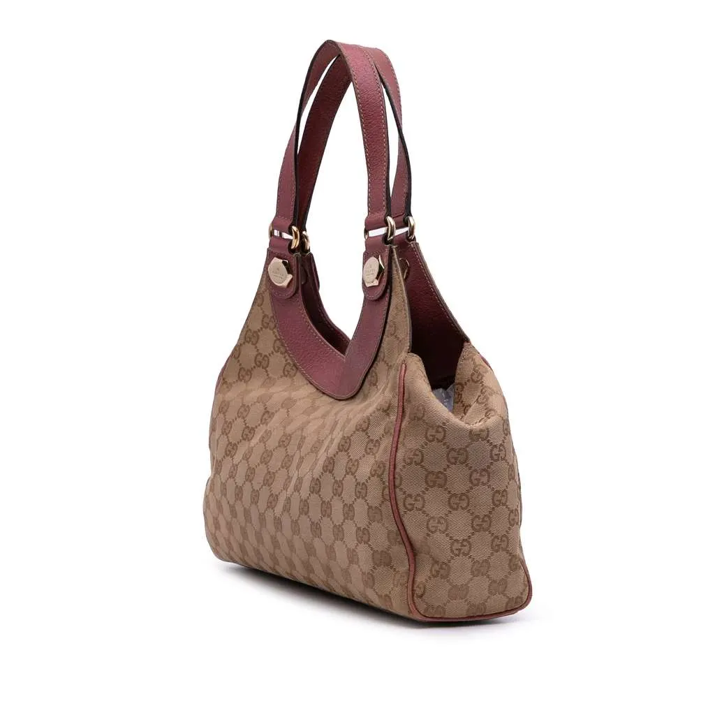 Gucci Medium GG Canvas Charmy Shoulder Bag Brown Canvas Good - Back View