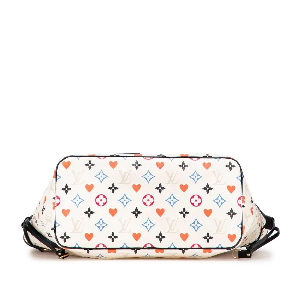 Louis Vuitton Monogram Game On Neverfull MM White Canvas Good - Inside View