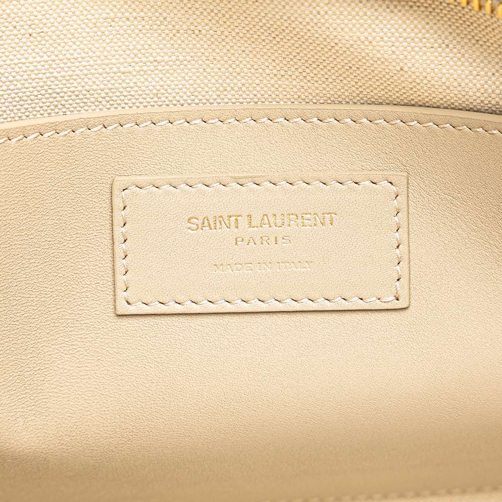 Saint Laurent Baby Canvas and Calfskin Monogram Downtown Cabas Satchel - 5