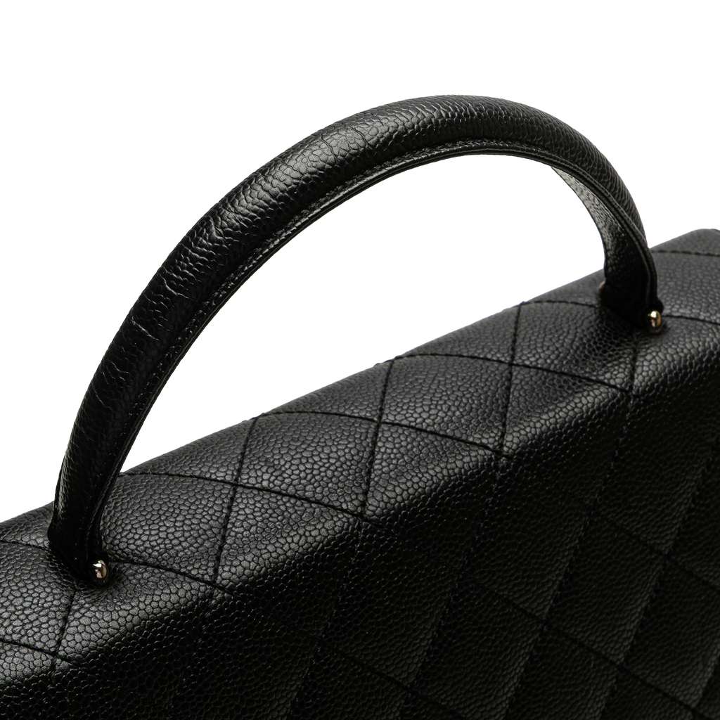 Chanel CC Quilted Caviar Kelly Top Handle Bag - Image 12