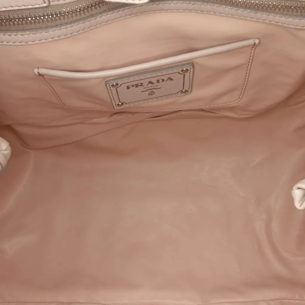 Prada Nappa Gaufre Handbag Brown Leather Very good - Model View