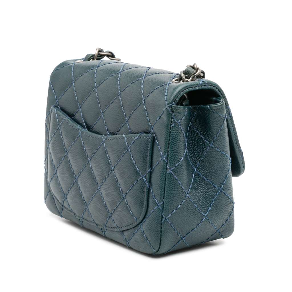 Chanel Mini Square Classic Caviar Single Flap - Back view