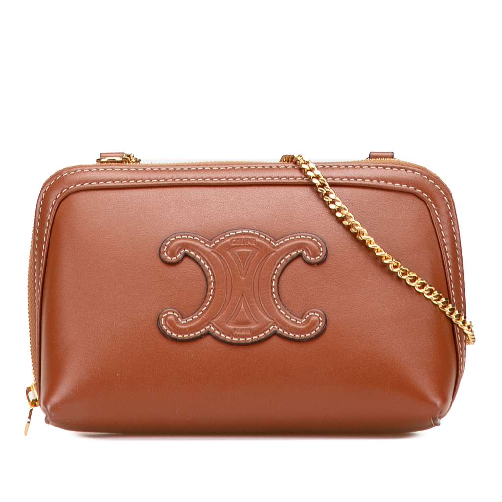 Celine Smooth Calfskin Cuir Triomphe Clutch on Chain