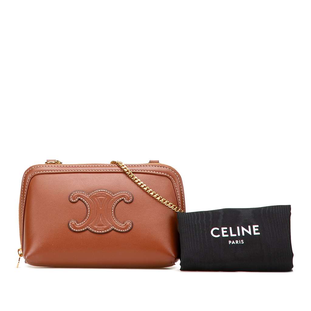 Celine Smooth Calfskin Cuir Triomphe Clutch on Chain - Image 12