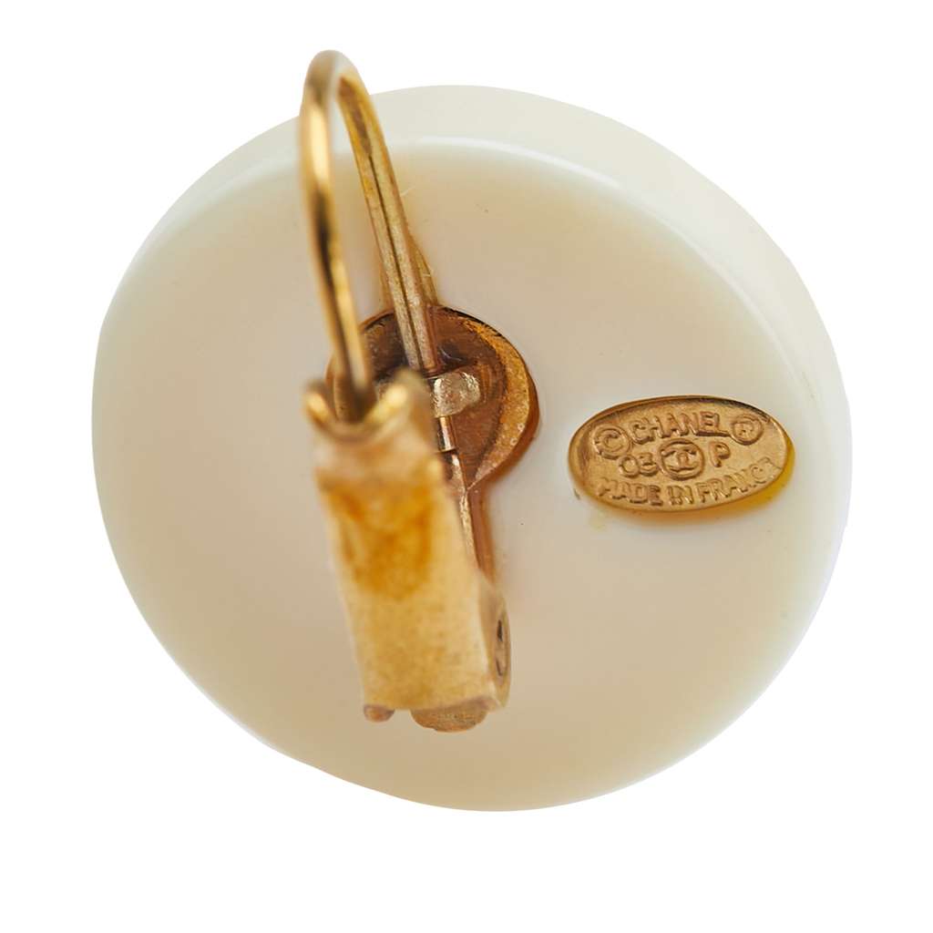 Chanel Resin Camellia Clip-On Drop Earrings - Image 6