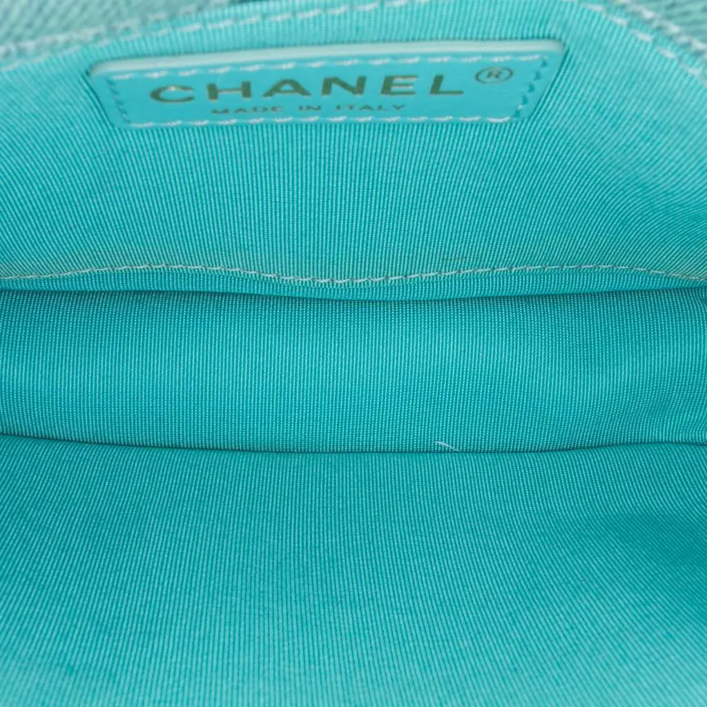 Chanel Mini CC Quilted Denim Messenger Flap Blue Denim Good - Model View