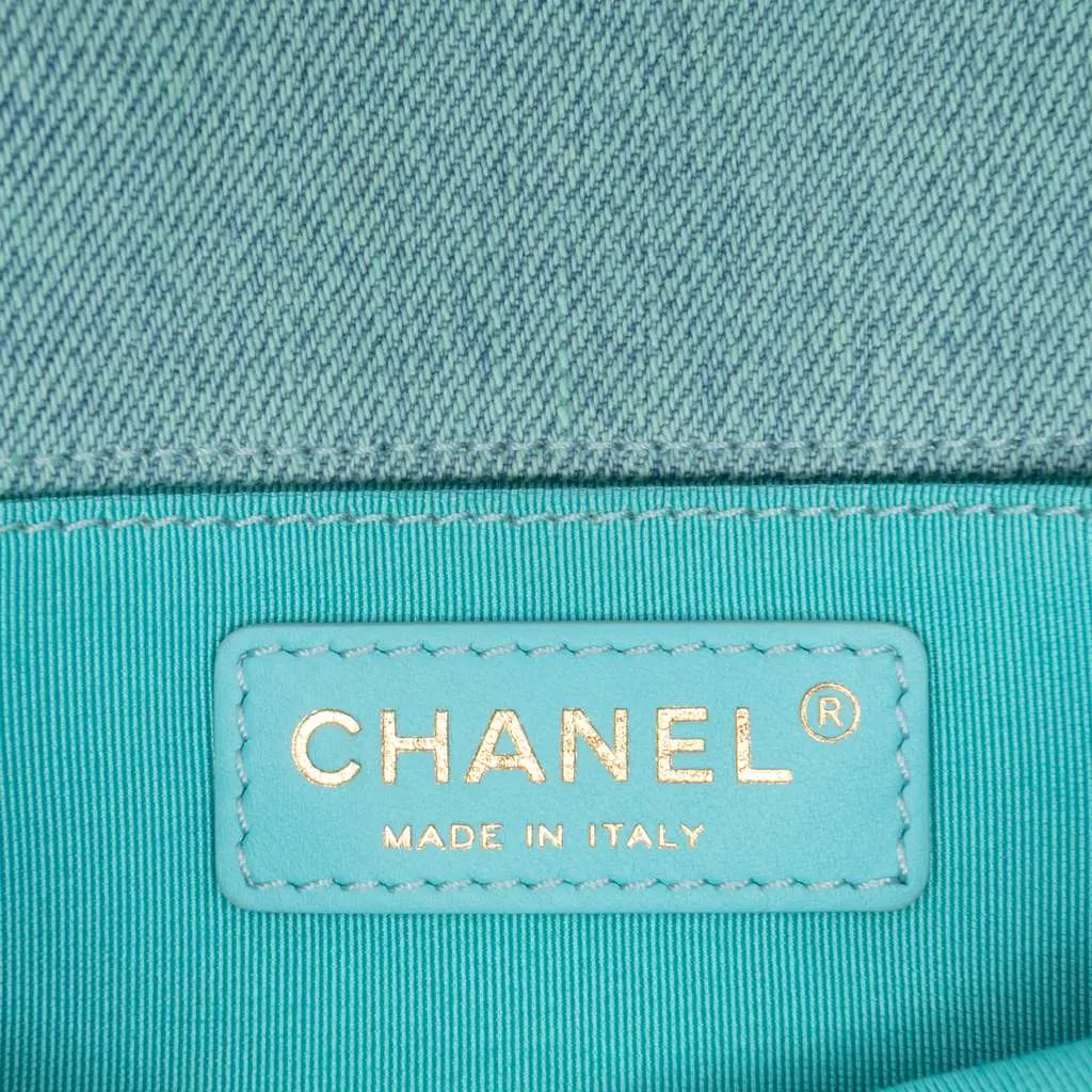 Chanel Mini CC Quilted Denim Messenger Flap Blue Denim Good - Box View