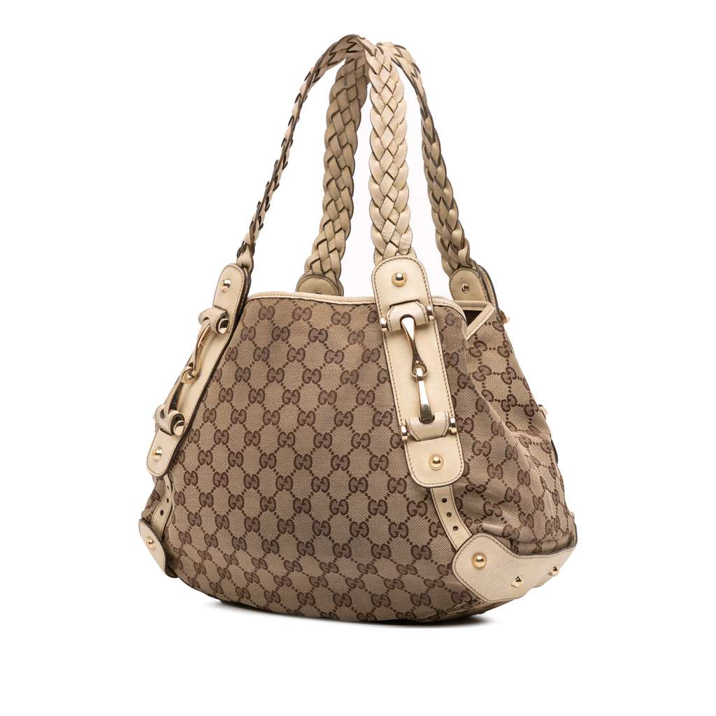 Gucci Small GG Canvas Horsebit Pelham Shoulder Bag - Back view