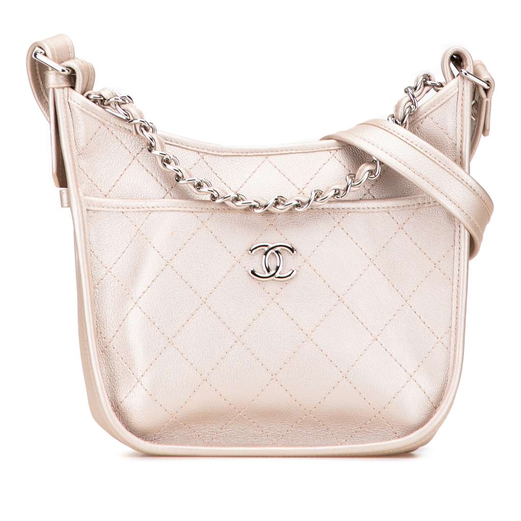 Chanel Metallic Calfskin Quilted Jungle Stroll Hobo
