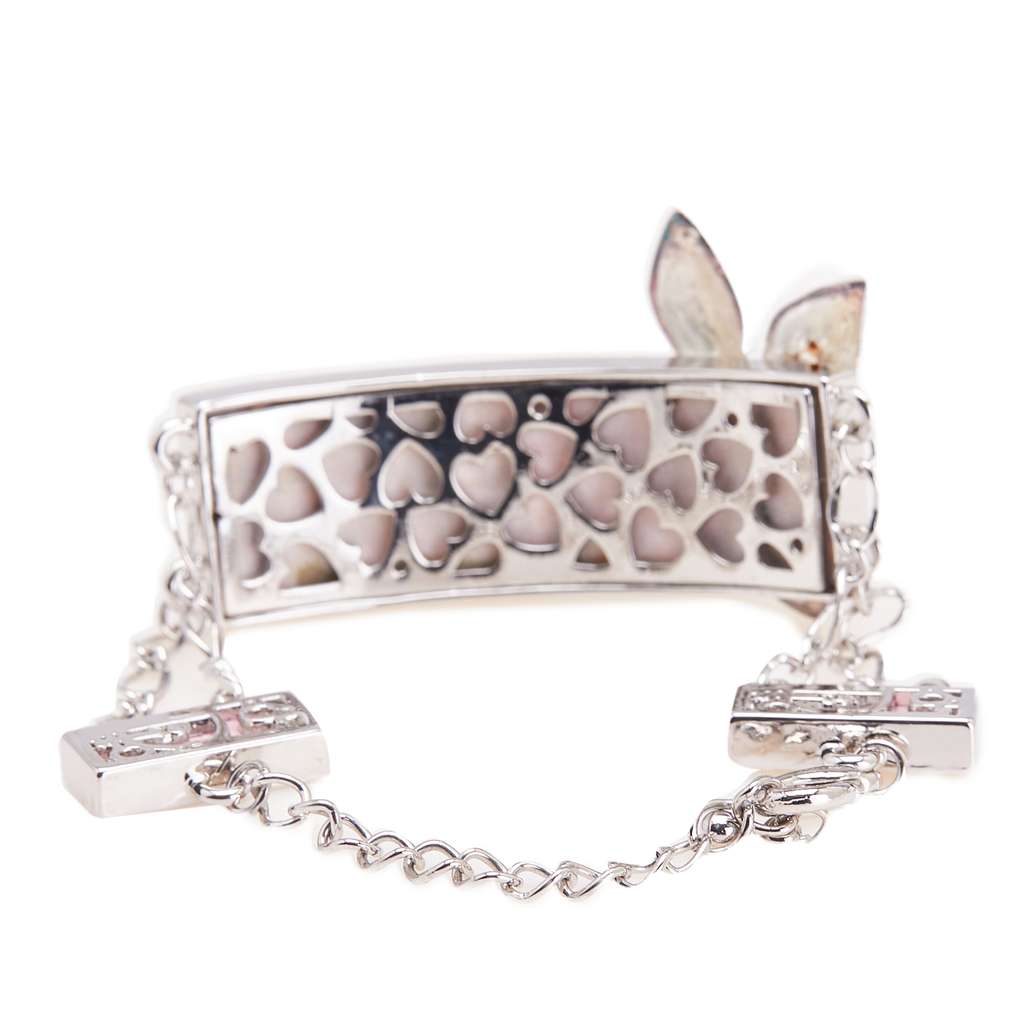 Dior Palladium Plated Crystal and Enamel Diorissimo Girly Logo ID Bracelet - Image 6