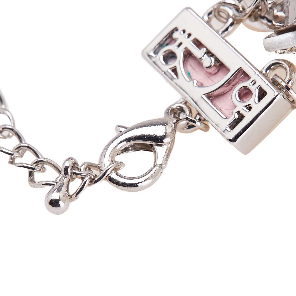 Dior Palladium Plated Crystal and Enamel Diorissimo Girly Logo ID Bracelet - 4