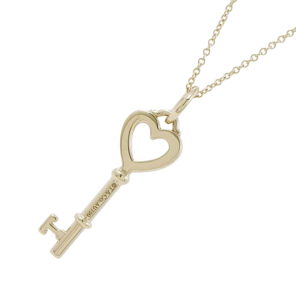 Tiffany & Co 18K Yellow Gold Heart Key Pendant Necklace - 3