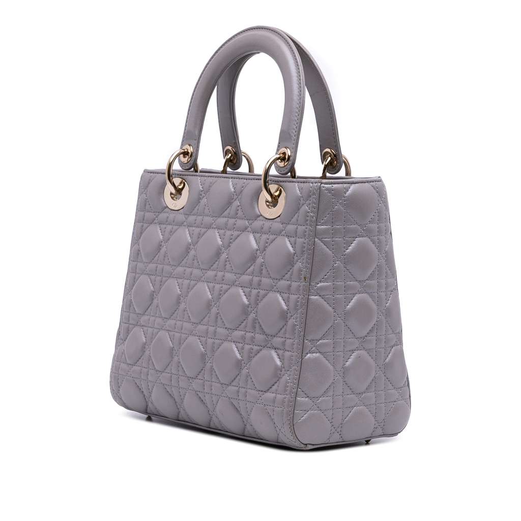 Dior Medium Pearlescent Lambskin Cannage Lady Dior - 2