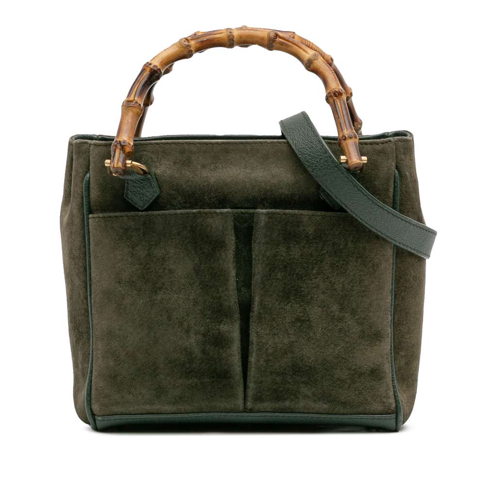 Gucci Suede Bamboo Satchel
