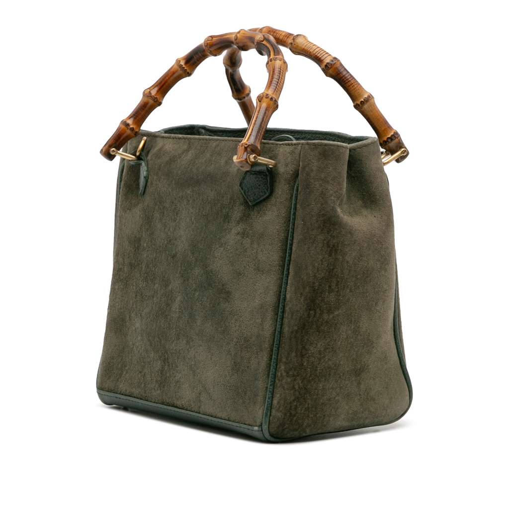 Gucci Suede Bamboo Satchel - 2