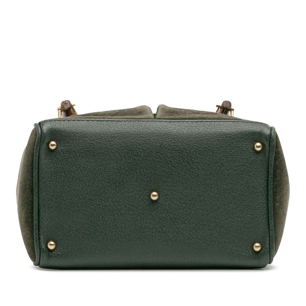 Gucci Suede Bamboo Satchel - 3