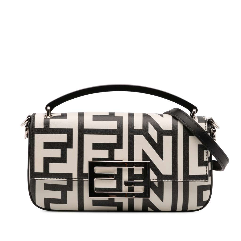 Fendi Marc Jacobs Nappa Vitello King Logo Print Baguette Phone Pouch Satchel