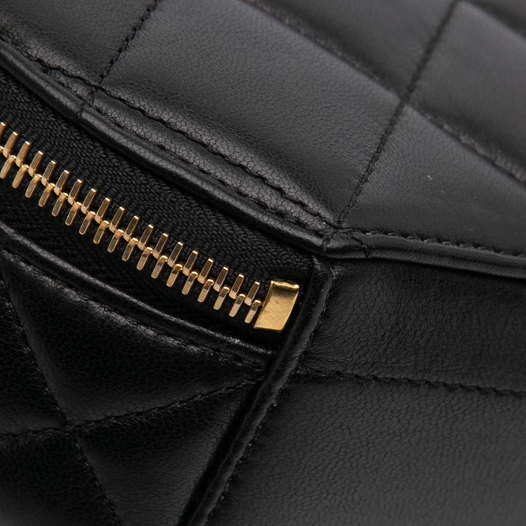 Chanel Quilted Lambskin Oval Logo Chain Top Handle Round Clutch on Chain - Image 12