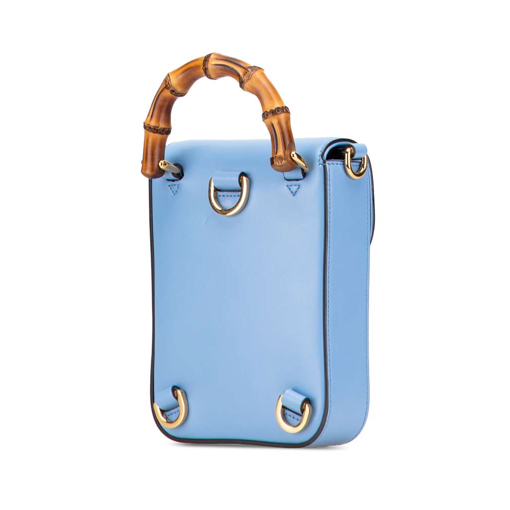 Gucci Mini Calfskin Bamboo Top Handle Bag - Back view
