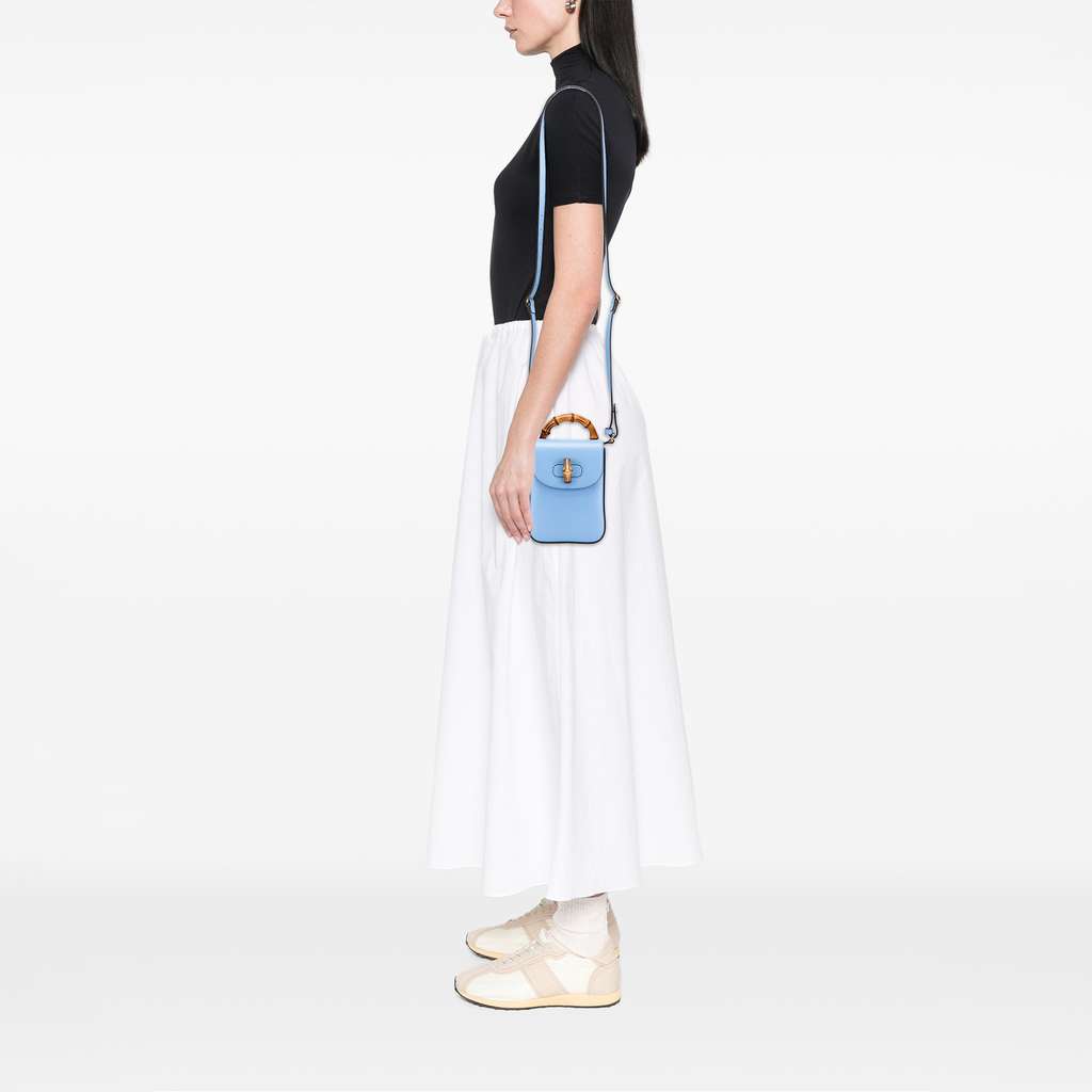 Gucci Mini Calfskin Bamboo Top Handle Bag - Image 11