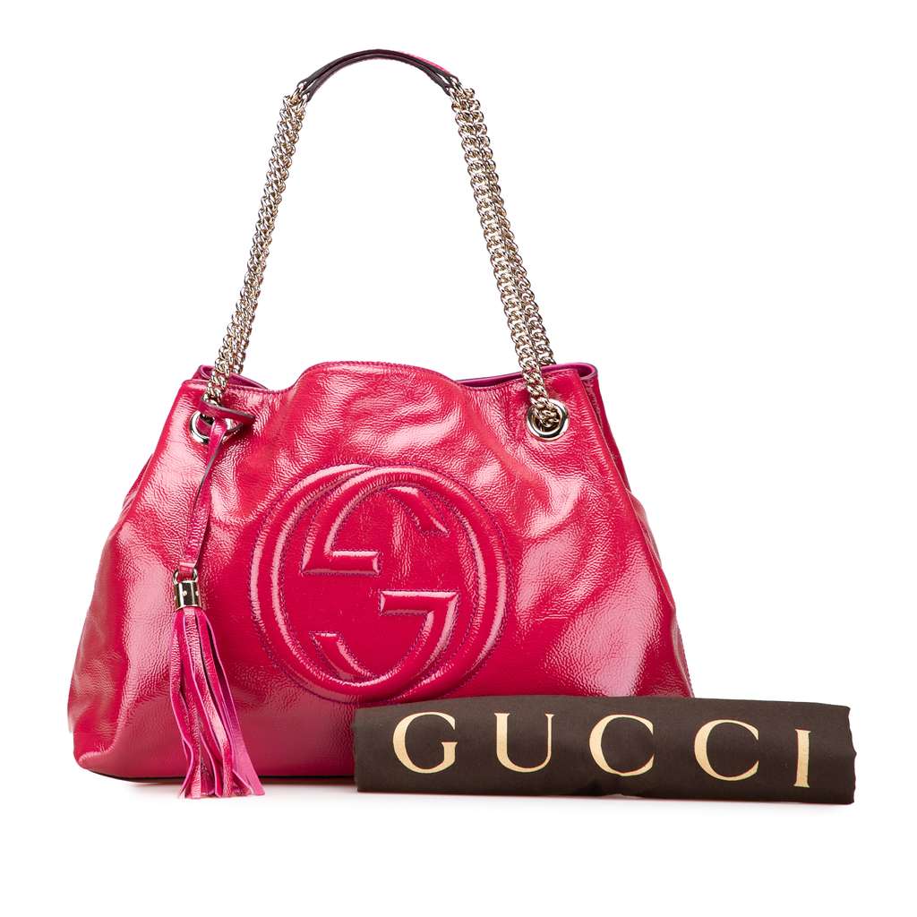 Gucci Medium Patent Soho Chain Tote - Image 13