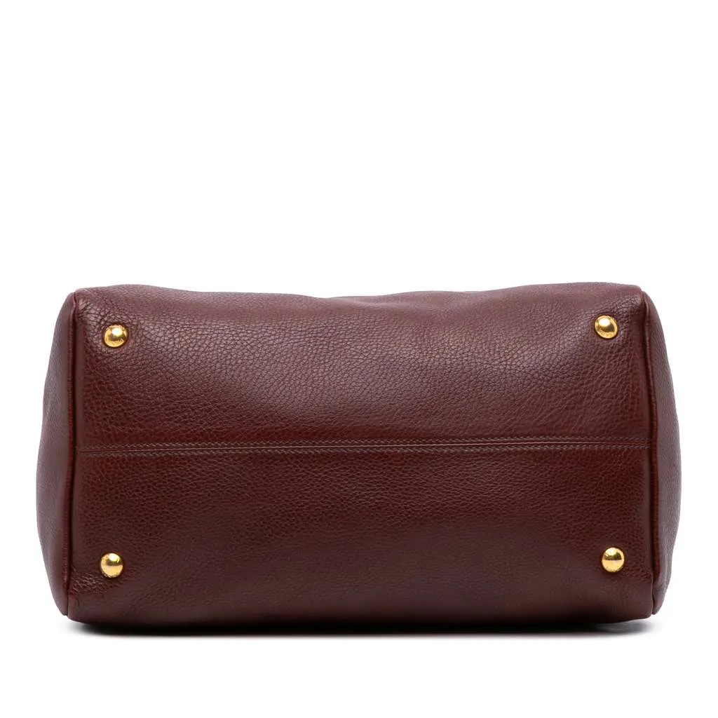 Prada Vitello Daino Zip Top Satchel Red Leather Good - Inside View