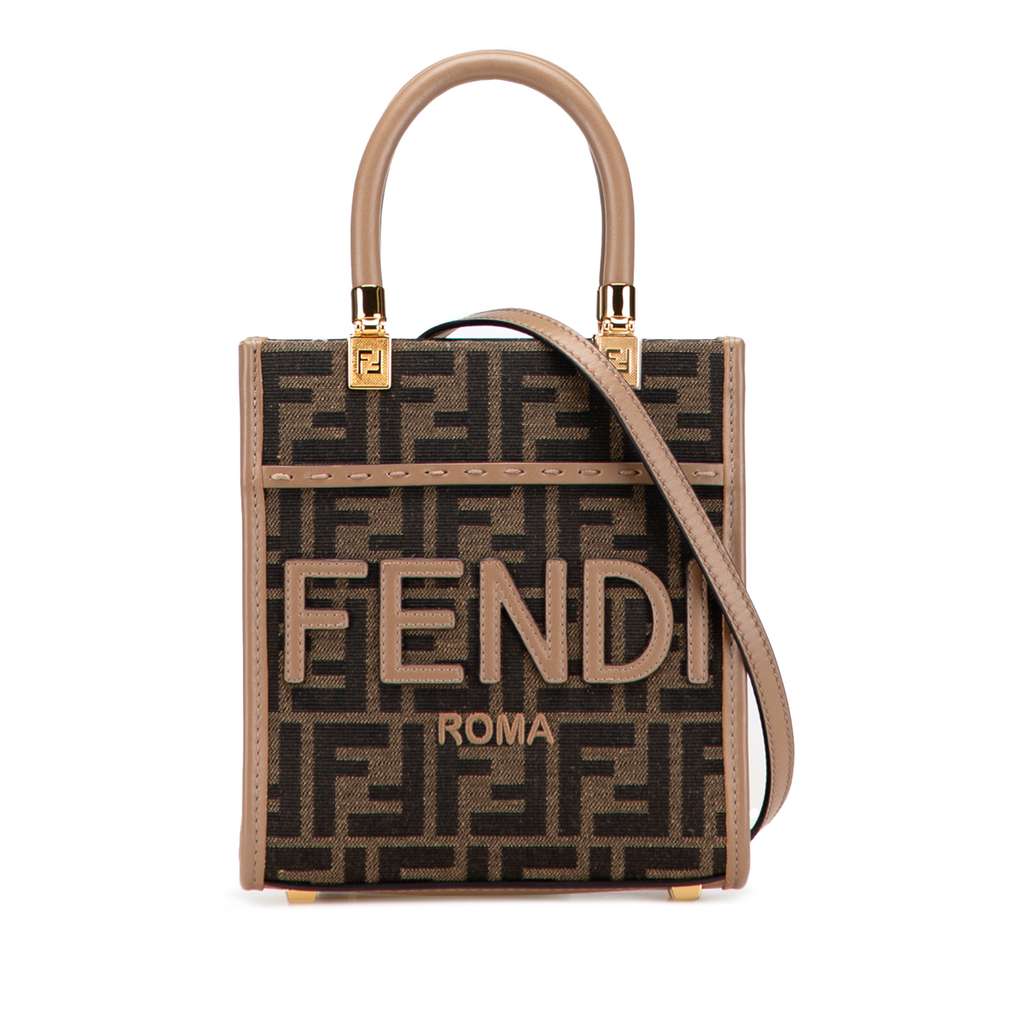 Fendi Mini Zucca Canvas Sunshine Shopper Tote