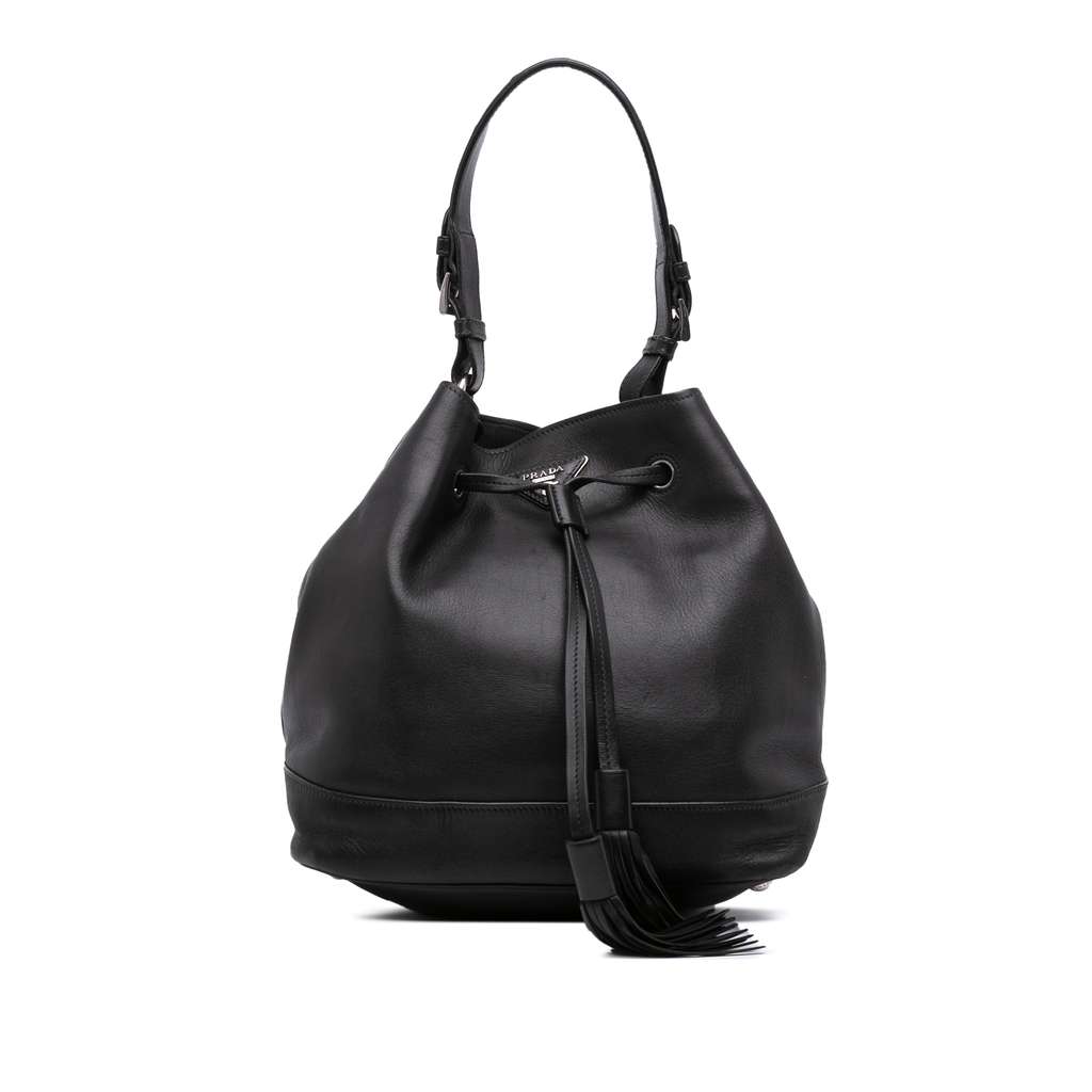 Prada City Calf Drawstring Bucket Bag