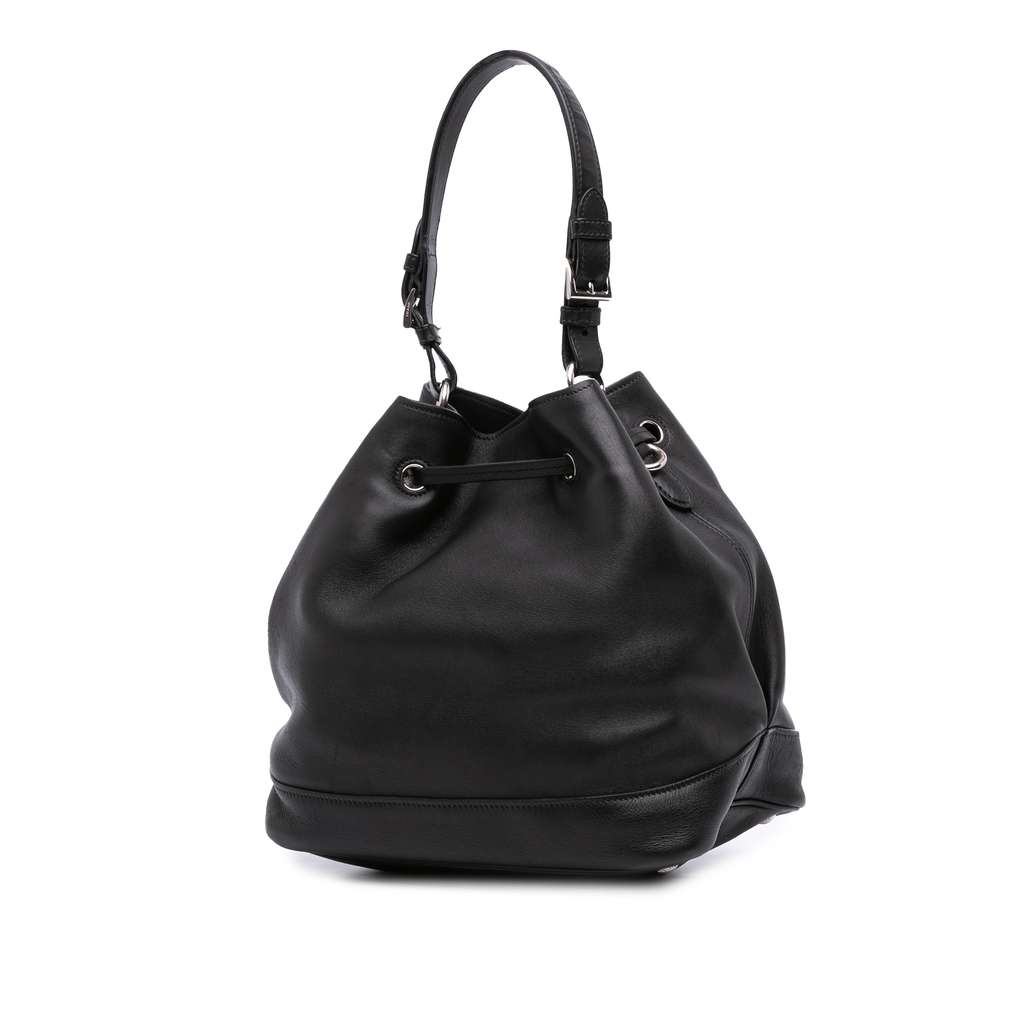 Prada City Calf Drawstring Bucket Bag - Back view