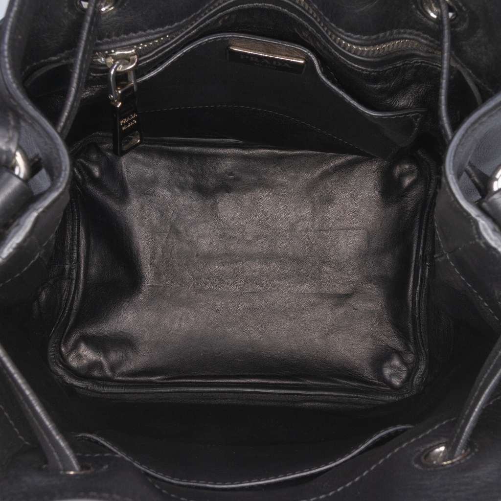 Prada City Calf Drawstring Bucket Bag - 4